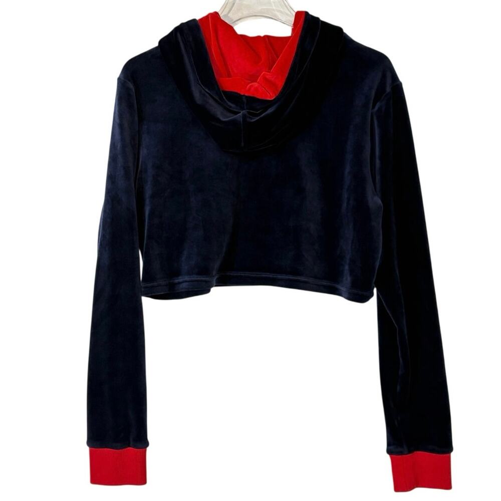 FILA Antonella Navy Velour Crop Hoodie Size Large - Picture 4 of 5